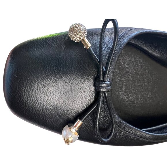Jimmy Choo Elme Ballet Flats Black Bow Pearl Crystal Embellished US 8 EU 38.5 – - Picture 5 of 16